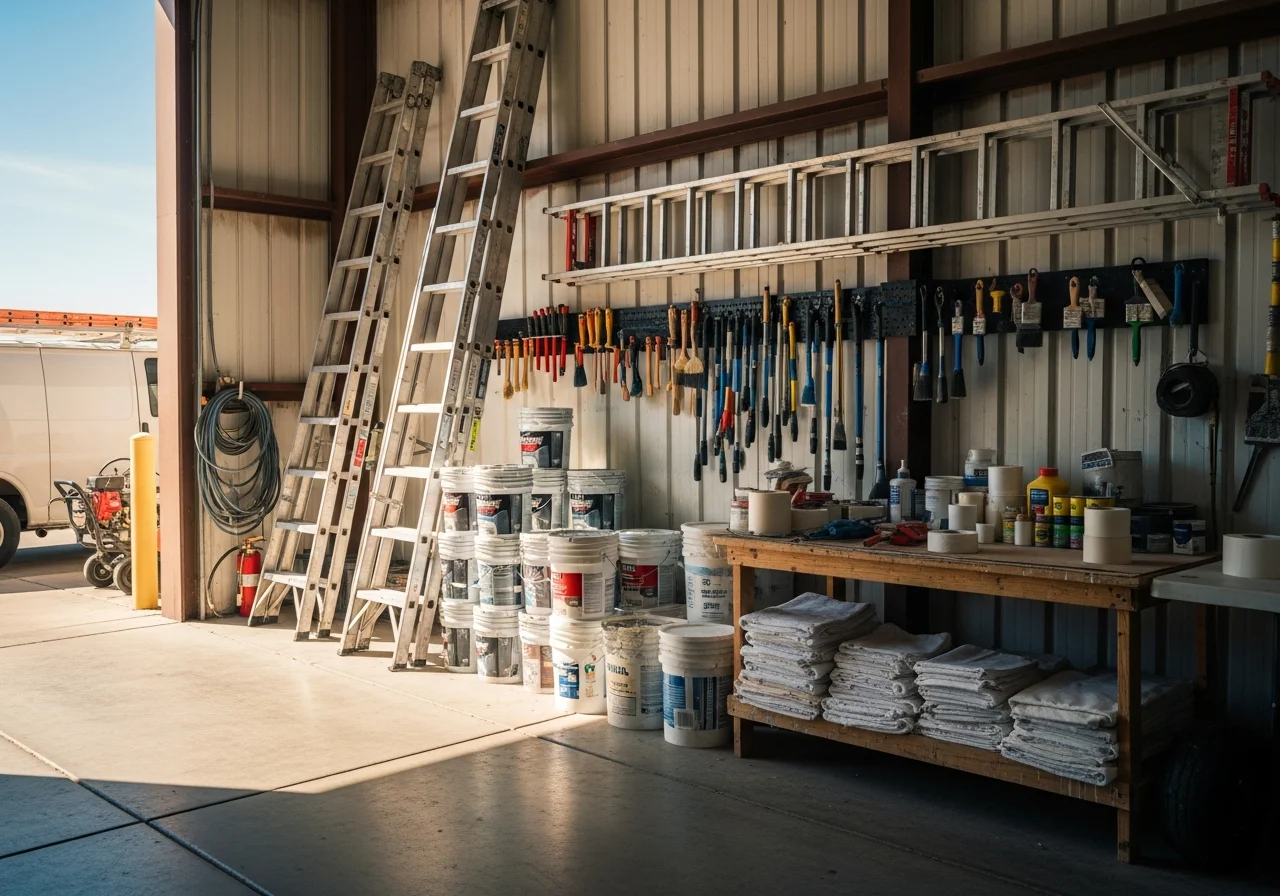 Professional painting crew with equipment and tools ready for residential and commercial projects.